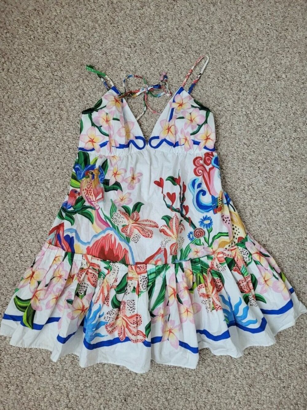 Farm Rio Super Colorful Cotton Mini Summer Dress size S - Picture 4 of 8
